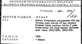 Berka. inventaris pelaksanaan PPW perbatasan pada Pelita IV dan rencata Program tahun pertama Pel...