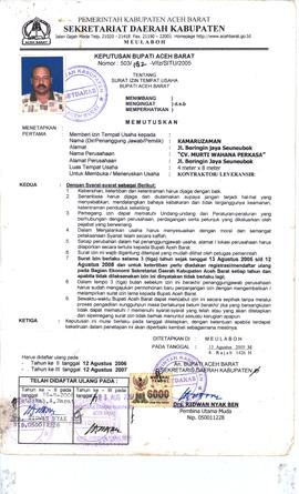 SITU a.n Kamaruzaman CV. Murti Wahana Perkasa di Jl. Beringin Jaya Seuneubok No:503/182-V/lz/SITU...