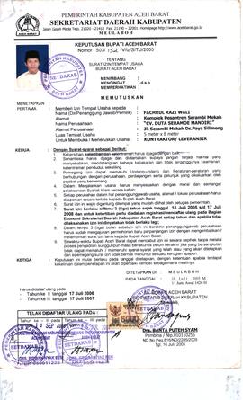 SITU a.n Fachrul Razi Wali CV. Duta Seramoe Mandiri di Jl. Serambi Mekah Ds.Paya Silimeng No:503/...