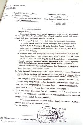 Surat Data Pembangunan MTSN II Takengon