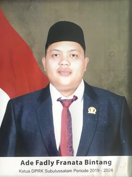 Ketua DPRK Subulussalam Periode III : Ade Fadly Pranata Bintang