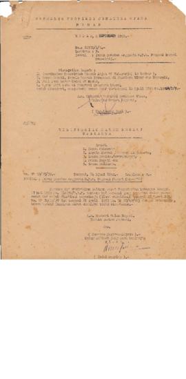 Surat Gubernur Provinsi Sumatera Utara,tanggal 4 September 1952 No.26750/1/7 (Konsep)  1