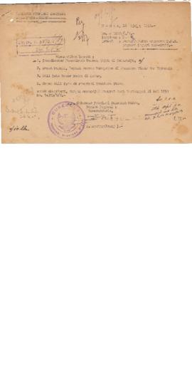 Surat Dari Bagian Pegawai Kantor Gubernur Sumatra Utara tanggal 16 Juli 1952 No.19324/1/7. (Konse...